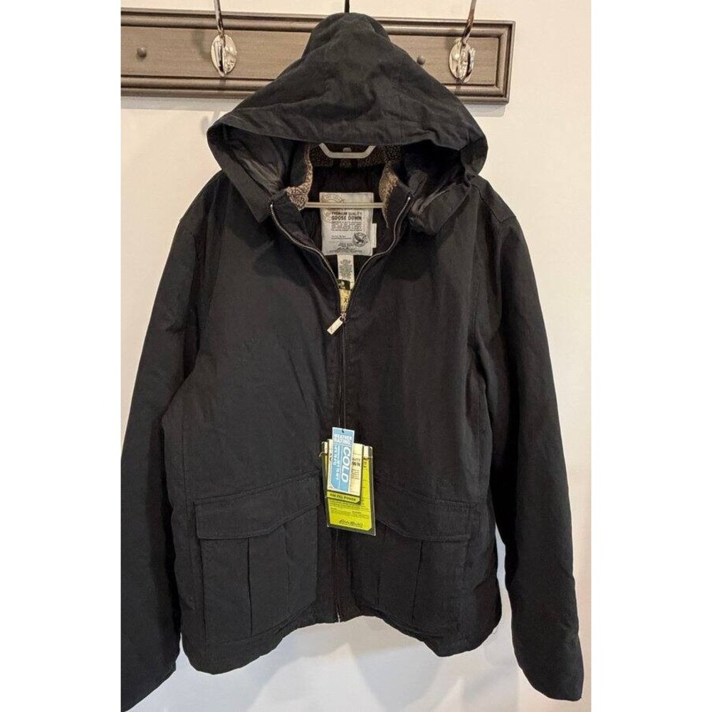 Eddie Bauer Rainier Premium Goose Down Jacket 650 Fill Black Mens New Tall XL